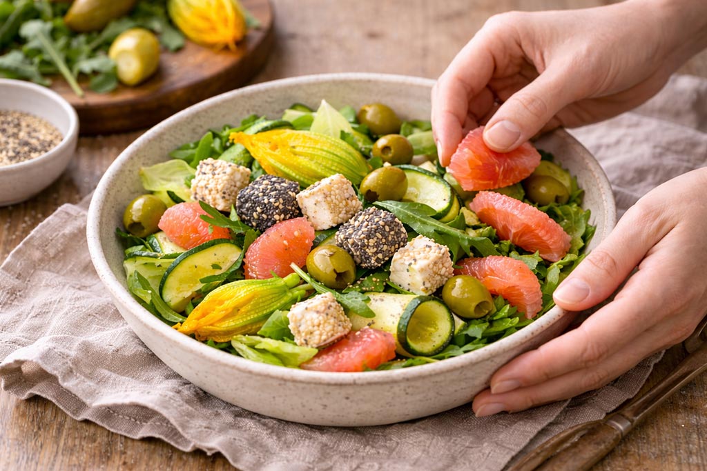 Salata od tikvica i kozjeg sira - POSTUPAK